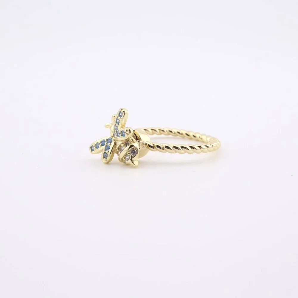 Discover Serenity in Style Women's 14k Gold Plated Bee Fidget Ring Twisted Band*